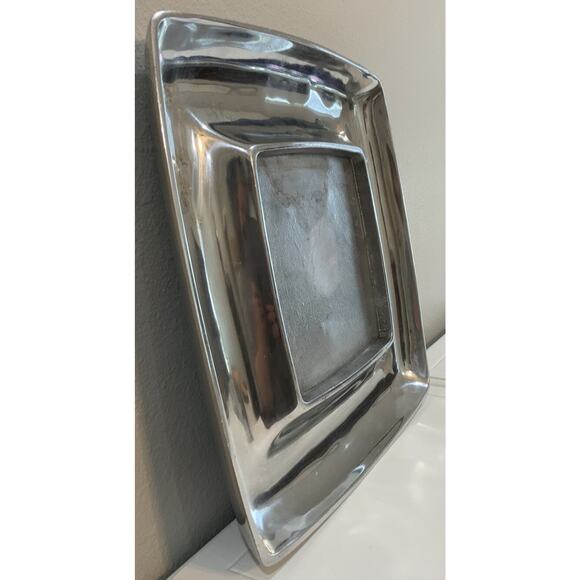 POTTERY BARN BARONA Polished Aluminum Cheese Cracker Square Silver TRAY PLATTER - Picture 3 of 10